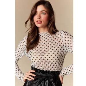 “The Stacy" Polka Dot Print Lace Sheer Top
